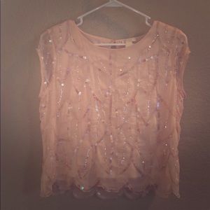 Light Pink Sequined Party Top